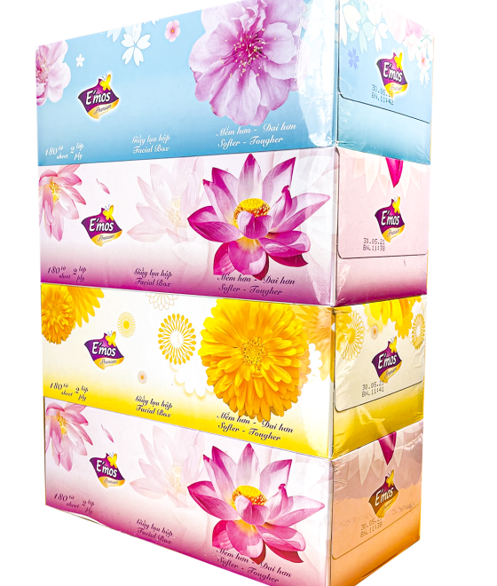 Khăn giấy hộp E'mos Premium 4 mùa - 180 tờ
